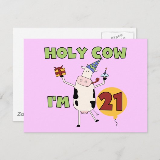 Carte Postale Saint Vache Je suis 21 Tshirts et cadeaux d'annive (Devant / Derrière)