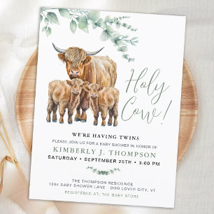 Carte Postale Saint-Vache Twins Highland Calf Baby shower de ver