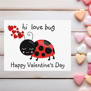 Carte Postale Saint Valentin Amour Bug Enfant mignonne