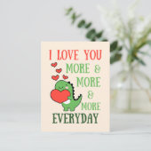 Carte Postale Saint Valentin Amour de Dinosaure Mignon Vous Plus (Debout devant)