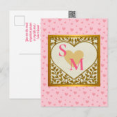 Carte Postale Saint-Valentin avec initiale rouge et cœur doré (Devant / Derrière)