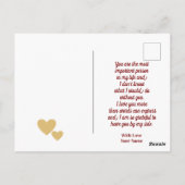 Carte Postale Saint-Valentin avec initiale rouge et cœur doré (Dos)