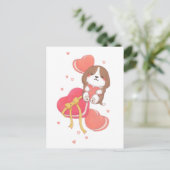 Carte Postale Saint Valentin : Beagle & Macarons (Debout devant)