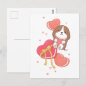 Carte Postale Saint Valentin : Beagle & Macarons (Devant / Derrière)
