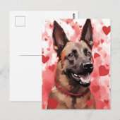 Carte Postale Saint-Valentin Berger Malinois Belge (Devant / Derrière)