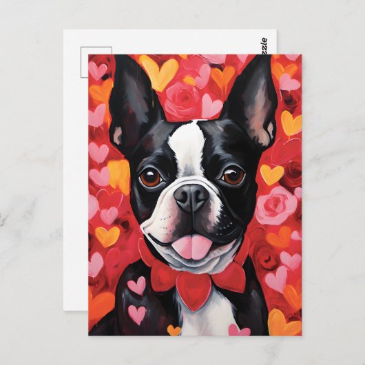 Carte Postale Saint-Valentin Boston Terrier (Devant / Derrière)