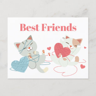 Carte Postale Saint Valentin Chats Heart Yarn Kitten Meilleur Am