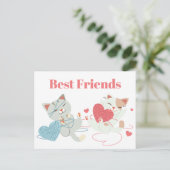 Carte Postale Saint Valentin Chats Heart Yarn Kitten Meilleur Am (Debout devant)