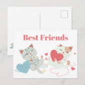 Carte Postale Saint Valentin Chats Heart Yarn Kitten Meilleur Am (Devant / Derrière)