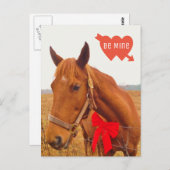 Carte Postale Saint Valentin Cheval personnalisé avec Bow (Devant / Derrière)