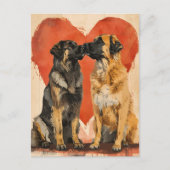 Carte Postale Saint Valentin, chien de Leonberger (Devant)
