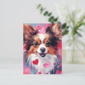 Carte Postale Saint-Valentin chien Papillon (Debout devant)