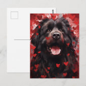 Carte Postale Saint-Valentin chien Terre-Neuve (Devant / Derrière)