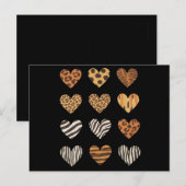 Carte Postale Saint Valentin Cœur Léopard Mignon  (Devant / Derrière)