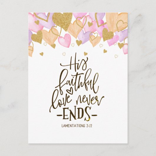 Carte Postale Saint Valentin Coeurs et fleurs Bible Verse (Devant)