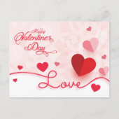 Carte Postale Saint-Valentin Cœurs Roses Élégants  (Devant)