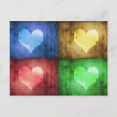 Carte Postale Saint Valentin coloré Coeurs rustiques (Devant)