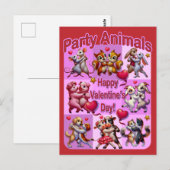 Carte Postale Saint Valentin Couples dansants "Animaux de fête" (Devant / Derrière)