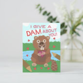 Carte Postale Saint Valentin Cute Beaver Donner un jeu de barrag (Debout devant)