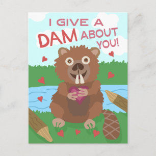 Carte Postale Saint Valentin Cute Beaver Donner un jeu de barrag