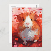 Carte Postale Saint Valentin de Cochon de Guinée (Devant / Derrière)