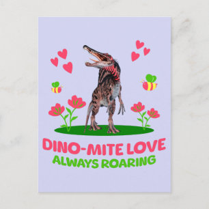Carte Postale Saint-Valentin de dinosaure mignon pour les enfant