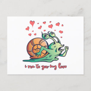 Carte Postale Saint Valentin de l'escargot drôle courant