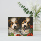 Carte Postale Saint-Valentin des chiots aimés (Debout devant)