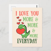 Carte Postale Saint Valentin Dinosaure Mignon Vous Vous Aimez Pl (Devant / Derrière)