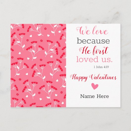 Carte Postale Saint Valentin floral (Devant)