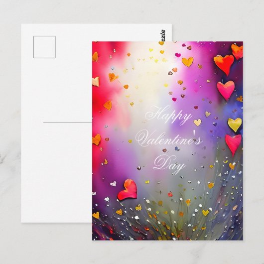 Carte Postale Saint-Valentin gerbe de cœurs (Devant / Derrière)