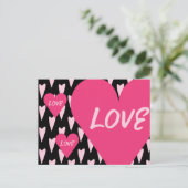 Carte Postale Saint-Valentin Grands Cœurs Amour Rose (Debout devant)