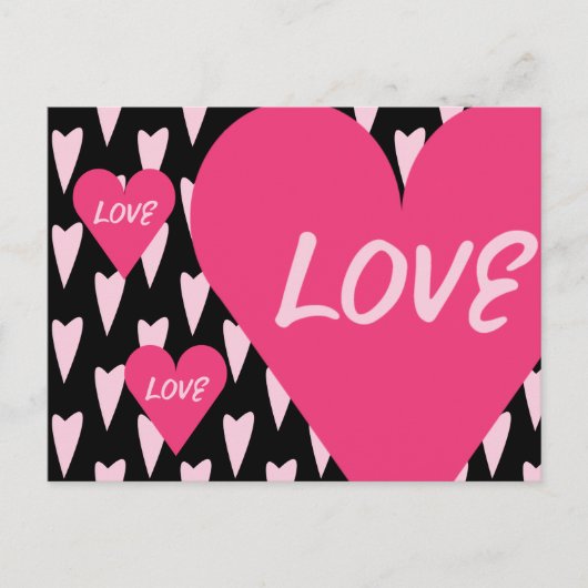 Carte Postale Saint-Valentin Grands Cœurs Amour Rose (Devant)