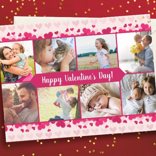Carte Postale Saint Valentin Huit photos Collage avec coeur