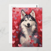 Carte Postale Saint-Valentin husky (Devant / Derrière)