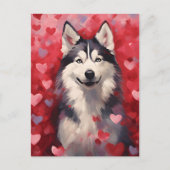 Carte Postale Saint-Valentin husky (Devant)