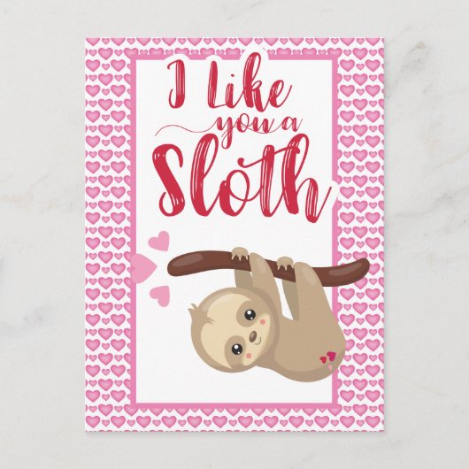 Carte Postale Saint Valentin Je vous aime Une Sloth Holiday Card (Devant)