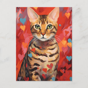 Carte Postale Saint Valentin, le chat du Bengale