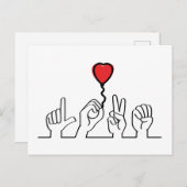 Carte Postale Saint Valentin. Le sourd, l'éloge du langage gestu (Devant / Derrière)