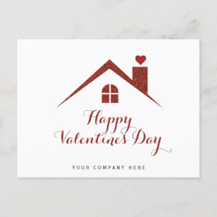 Carte Postale Saint-Valentin Maison de l'Immo Coeur Rouge