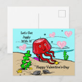 Carte Postale Saint-Valentin Méduse Rouge Faisons-le Bouger (Devant / Derrière)