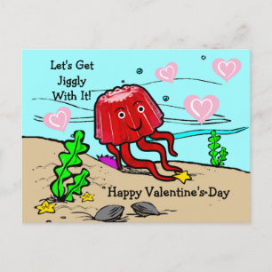 Carte Postale Saint-Valentin Méduse Rouge Faisons-le Bouger
