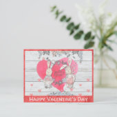 Carte Postale Saint-Valentin Mignon Lapin Rustique (Debout devant)