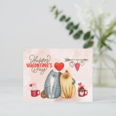 Carte Postale Saint Valentin mignon romantique Chat Couple (Debout devant)