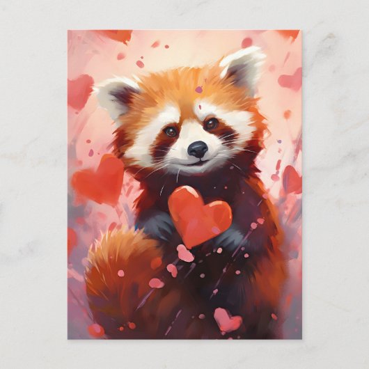 Carte Postale Saint-Valentin Panda roux (Devant)