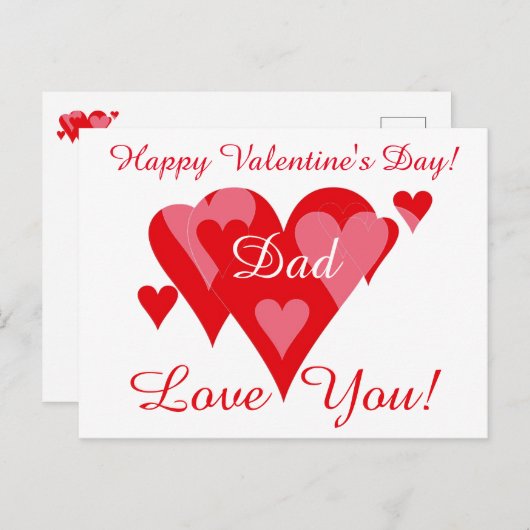 Carte Postale Saint-Valentin par Janz pour Papa Je t'aime (Devant / Derrière)