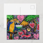 Carte Postale Saint-Valentin perroquet (Devant / Derrière)