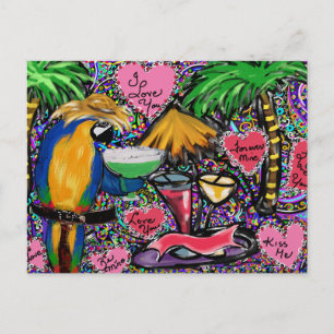 Carte Postale Saint-Valentin perroquet