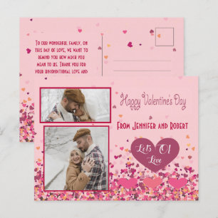 Carte Postale Saint-Valentin Photo personnalisée Coeurs roses