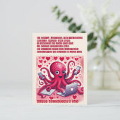 Carte Postale Saint valentin. Pieuvre drôle amoureuse (Debout devant)